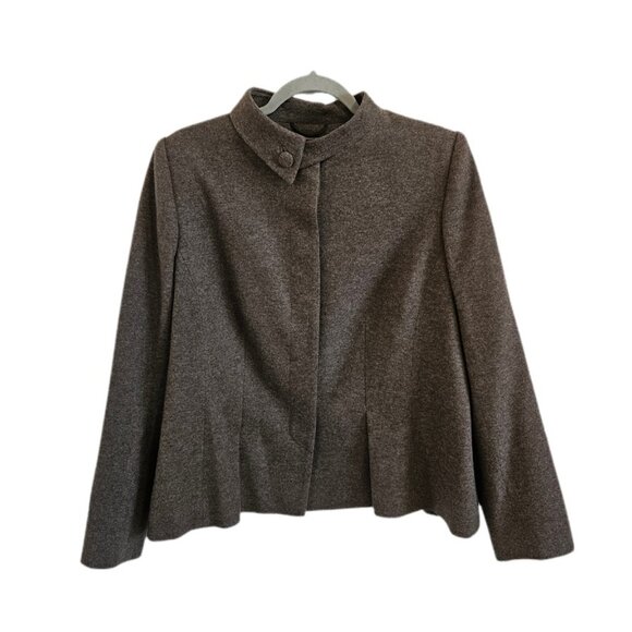 Algo 100% Cashmere Asymmetric Collar Button Front Jacket Brown XL - Picture 3 of 15